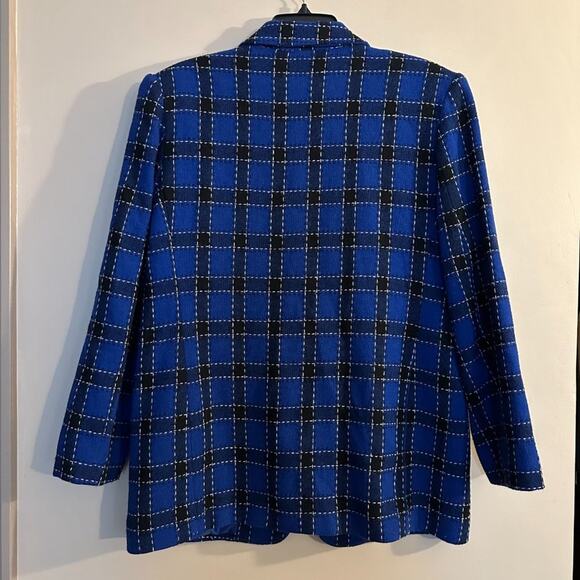 Jo Hardin Vintage Blue Wool Blend Plaid Academia Jacket Blazer Size 12 - Picture 8 of 9